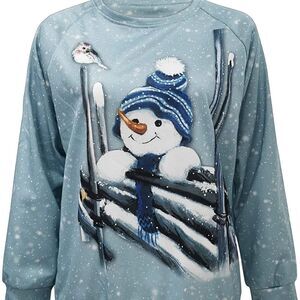 Christmas Pullover Sweatshirts Women Round Neck Long Sleeve Casual Loose Tunic💜